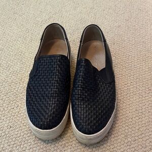 J Slides Black Woven Slip-On Mules